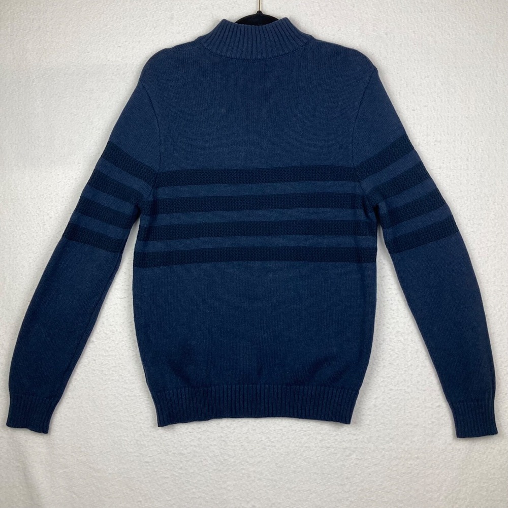 TAHARI Men's 1/4 Zip Pullover Mock Neck Sweater Dark Blue 100% Cotton Size Large - Picture 7 of 10